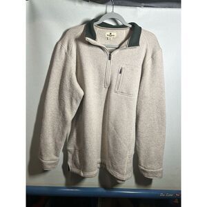 Vintage Woolrich Men's Large Tan 1/4 Zip Pullover Jacket Long Sleeve Pocket
